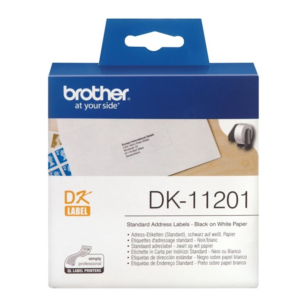 BROTHER เทปกระดาษต่อเนื่องพื้นขาว ขนาด 29 มม. DK-11201 (ฉลากแบบไดคัท)