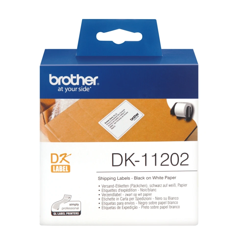 BROTHER เทปกระดาษต่อเนื่องพื้นขาว ขนาด 62 มม. DK-11202 (ฉลากแบบไดคัท)
