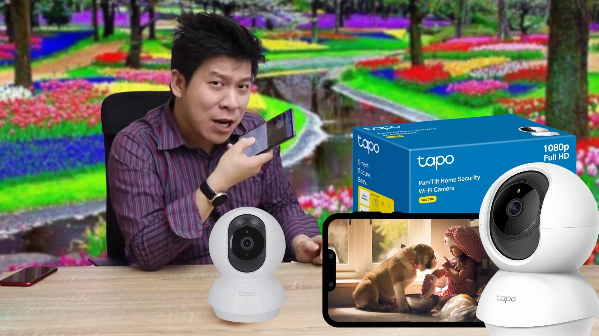นำเสนอกล้อง TP-Link Tapo C200 โดยแสดงคุณสมบัติการใช้งานผ่านโทรศัพท์มือถือ