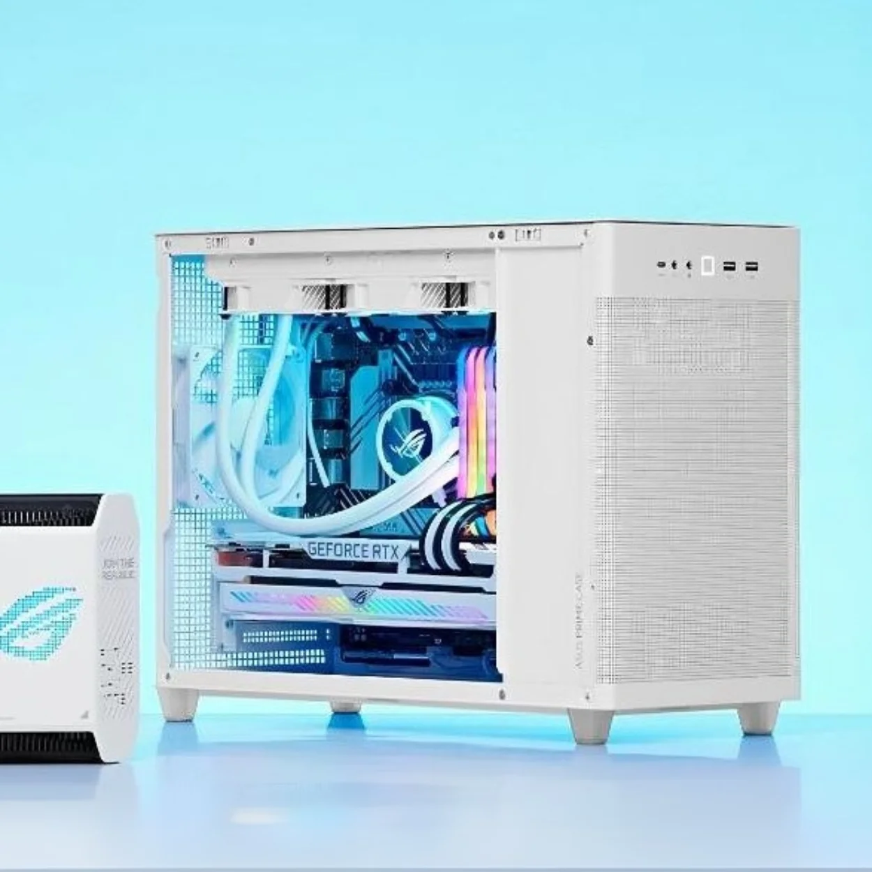 เคสคอมพิวเตอร์ สีขาว ASUS Prime AP201 MicroATX Tempered Glass WHITE EDITION
