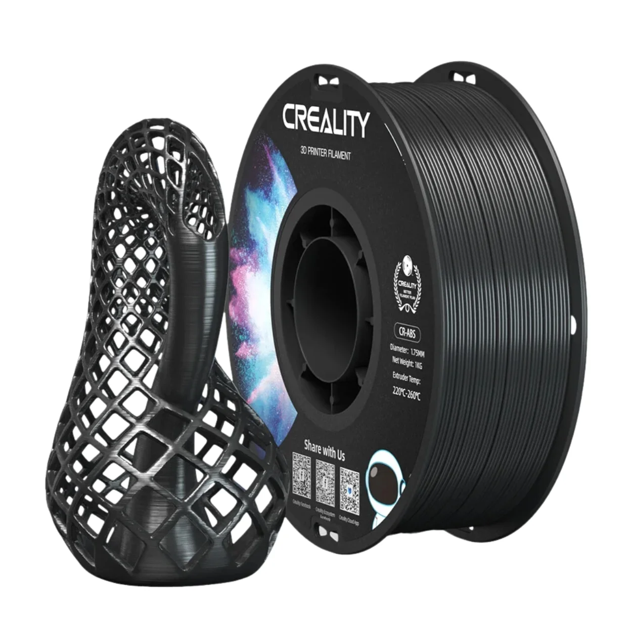 เส้นพลาสติก 3D สีดำ Creality CR-ABS Black 1.75mm 1KG
