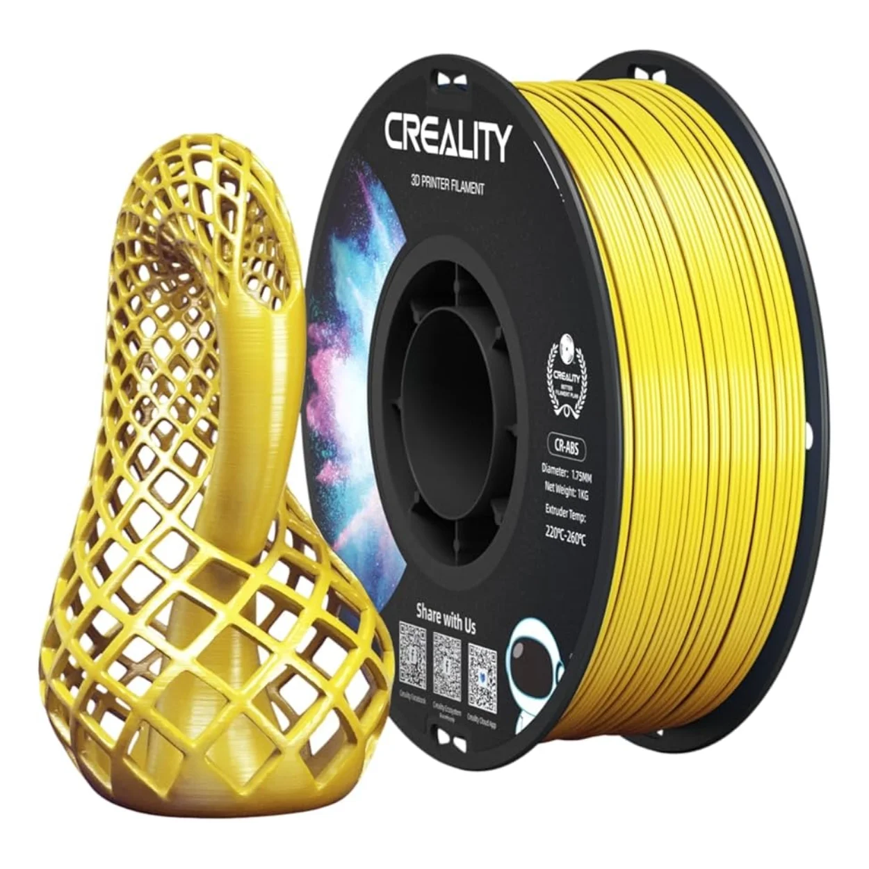 เส้นพลาสติก 3D สีเหลือง Creality CR-ABS Yellow 1.75mm 1KG