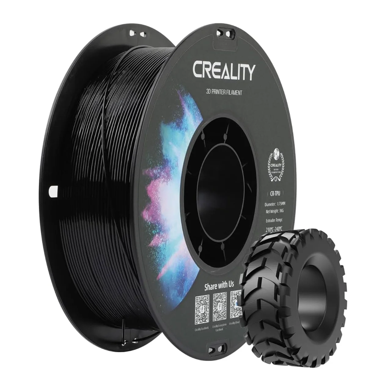 เส้นพลาสติก 3D สีดำ Creality CR-TPU Black 1.75mm 1KG
