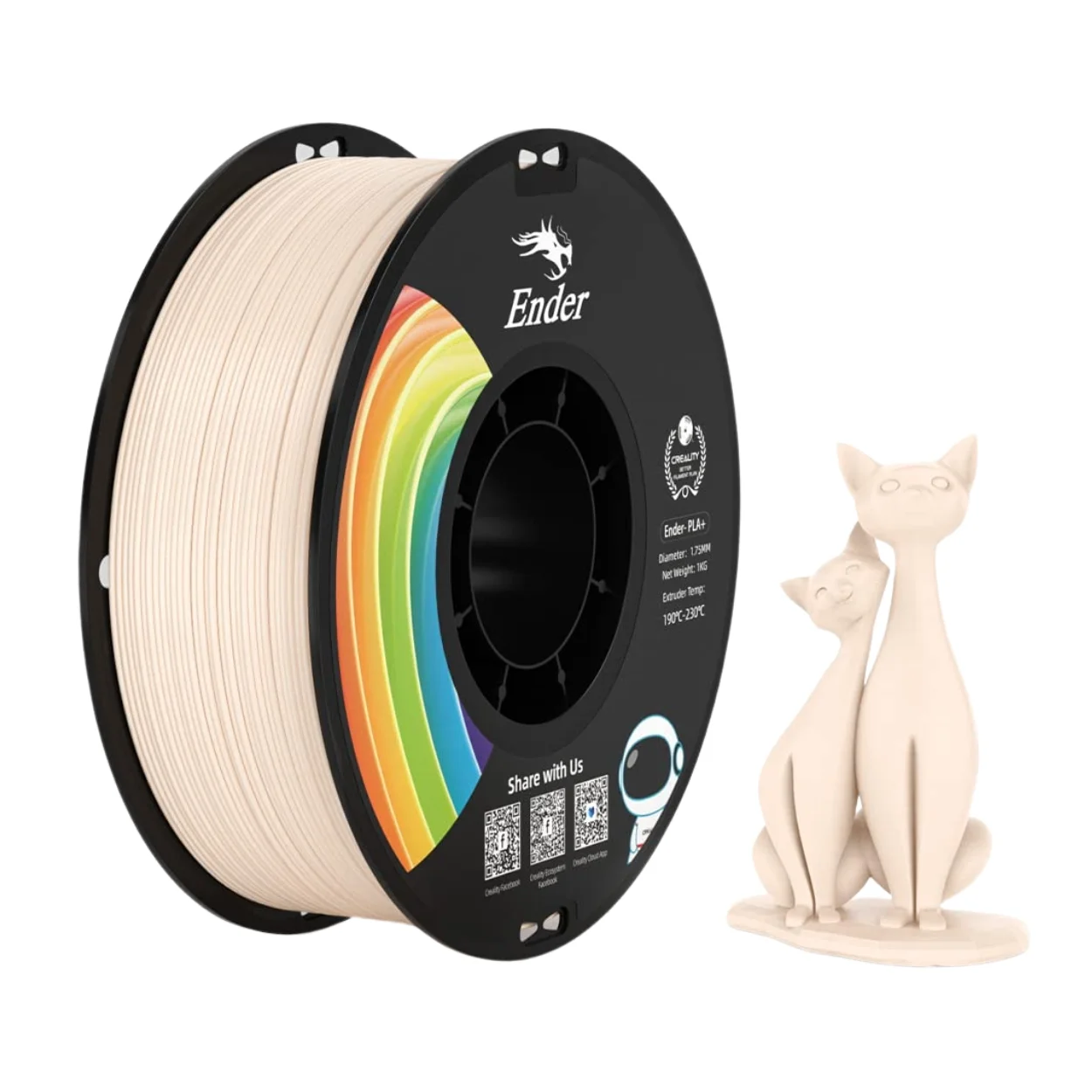 เส้นพลาสติก 3D สีเบจ Creality Ender-PLA+ Filament 1.75mm 1KG Beige