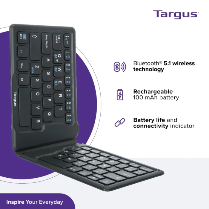 Targus KF003 Ergonomic Foldable Bluetooth Antimicrobial Keyboard 04 Targus KF003 Ergonomic Foldable Bluetooth Antimicrobial Keyboard คีย์บอร์ดบลูทูธ ภาษาไทย