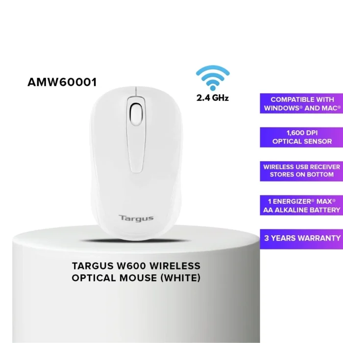 Targus W600 Wireless Optical Mouse White 04 Targus W600 Wireless Optical Mouse White เม้าส์ไร้สาย สีขาว