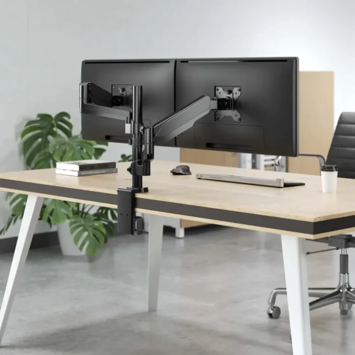 dual-monitor-mount-mht-461597-4 ขาตั้งจอคอม 2 จอ พร้อมแขนแก๊สสปริงคู่ สำหรับจอ 17 - 32 นิ้ว