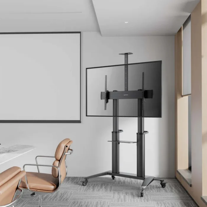 height-adjust-tv-cart-mht-462341-4 ขาตั้งทีวีจอใหญ่พิเศษ อลูมิเนียม Heavy-Duty ปรับสูงต่ำได้ สำหรับทีวี 70 - 120 นิ้ว
