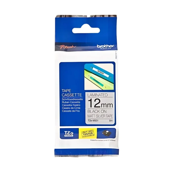 Brother TZE-M931 Tape 04 BROTHER เทปพิมพ์อักษรสีดำ พื้นเงิน ขนาด 12 มม. TZE-M931 (ชนิดยืดหยุ่นสูง)