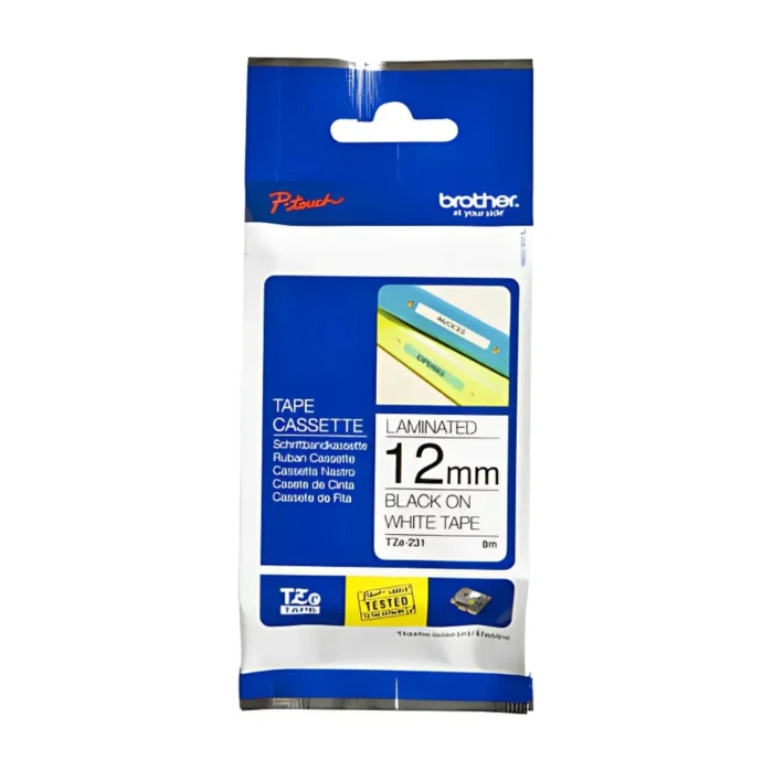 Brother TZE-N231 Tape 04 BROTHER เทปพิมพ์อักษรสีดำ พื้นขาว ขนาด 12 มม. TZE-N231 (ชนิดยืดหยุ่นสูง)