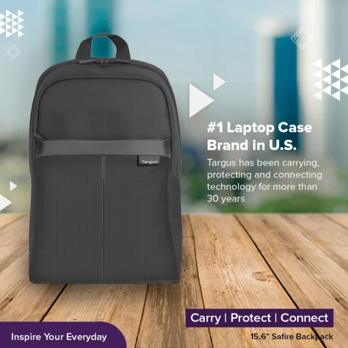 Targus Safire Backpack 15.6 inch Black กระเป๋าเป้สำหรับโน๊ตบุ๊ก สีดำ