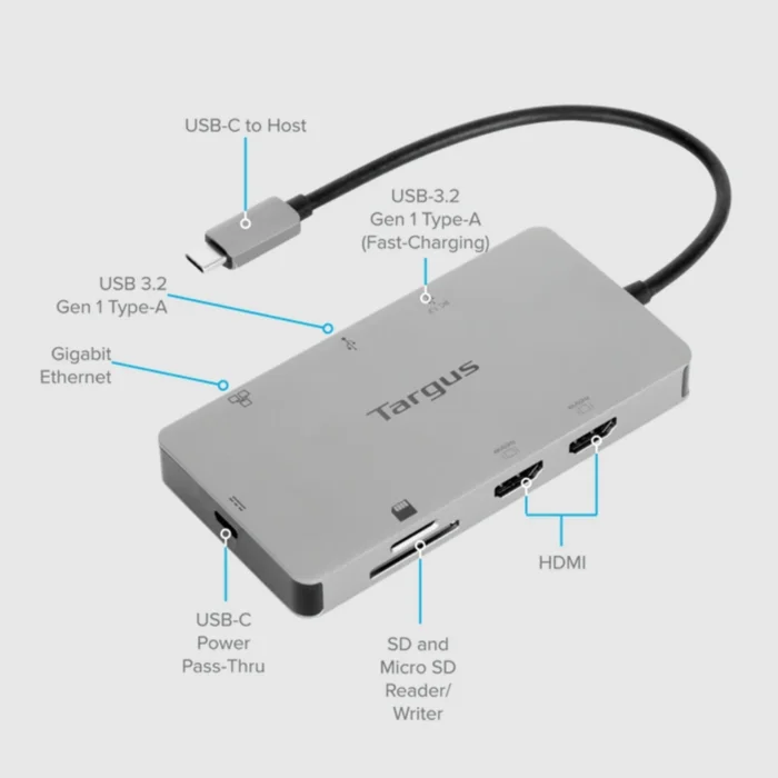 Targus USB-C DUAL HDMI 4K DOCKING STATION 02 Targus USB-C Dual HDMI 4K Docking Station with 100W PD อุปกรณ์เชื่อมต่อ