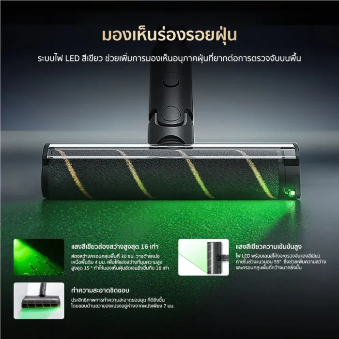 Dreame V16 Pro Cordless Vacuum Cleaner เครื่องดูดฝุ่นไร้สาย 215AW/27,000Pa มอเตอร์ 160,000 RPM ไฟส่องฝุ่นสีเขียว แบต 85 นาที สีเทา