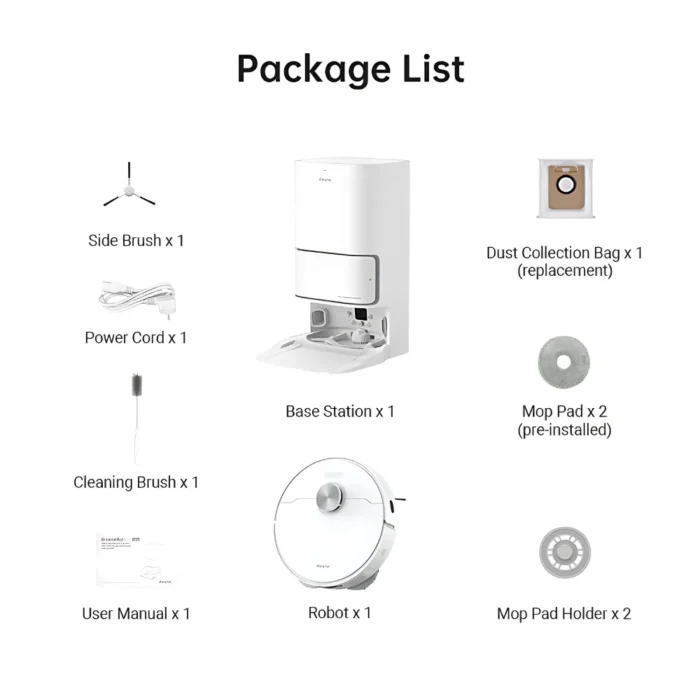 dreamebot-l10-ultra-4 Dreamebot L10 Ultra หุ่นยนต์ดูดฝุ่นถูพื้นอัจฉริยะ แท่นเก็บฝุ่น ล้างผ้าม็อบอัตโนมัติ 5300Pa LiDAR Auto-Mop Lift สีขาว
