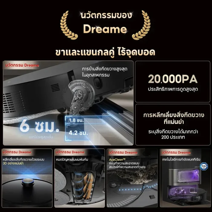 Dreamebot X50 Ultra Vacuum and Mop Black หุ่นยนต์ดูดฝุ่นถูพื้นอัจฉริยะ