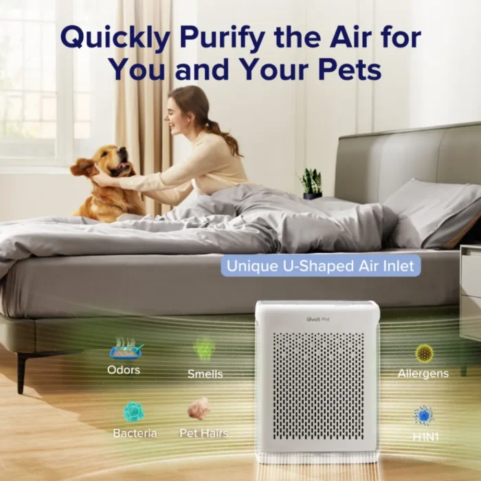 Levoit Vital 100S Smart Air Purifier เครื่องฟอกอากาศสำหรับสัตว์เลี้ยง True HEPA H13 กรองกลิ่นขนสัตว์ ขนาดห้อง 52 ตร.ม.