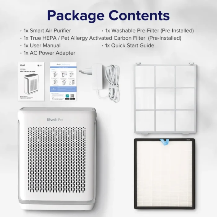 Levoit Vital 100S Smart Air Purifier เครื่องฟอกอากาศสำหรับสัตว์เลี้ยง True HEPA H13 กรองกลิ่นขนสัตว์ ขนาดห้อง 52 ตร.ม.