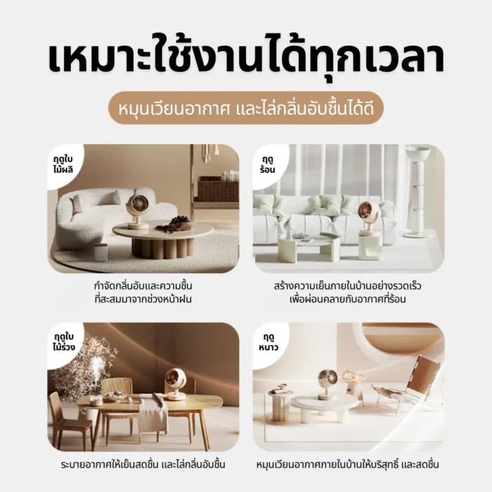 sothing-desktop-fan-swirl-3 SOTHING Swirl Table Fan พัดลมตั้งโต๊ะแบตเตอรี่ 4000mAh ส่ายอัตโนมัติ 115° ปรับเงยได้ ลมธรรมชาติ สีขาว