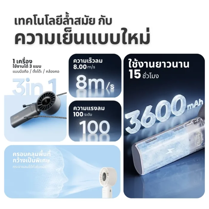 sothing-engine-z-grey-4 SOTHING Engine Z Foldable Handheld Fan พัดลมมือถือพับได้ ปรับ 100 ระดับ ลมแรง 8m/s พร้อมสายคล้อง สีดำ