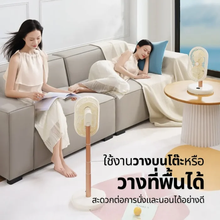 SOTHING Twin Engines Floor Fan พัดลมตั้งพื้นไร้สาย ปล่อยประจุลบ ปรับสูงต่ำได้ พร้อมรีโมท สีขาว