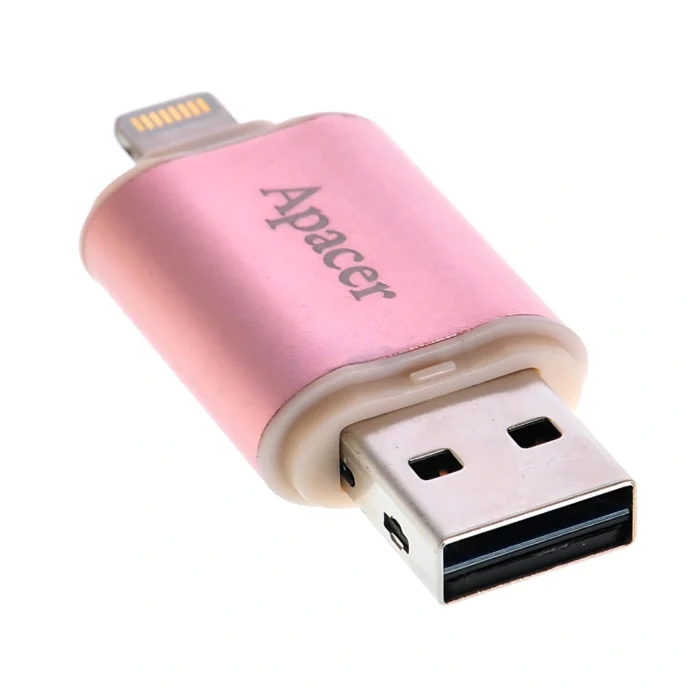 Apacer AH190 64GB Dual Lighting 02 Apacer AH190 64GB Dual Lightning & USB 3.2 แฟลชไดรฟ์สีชมพู