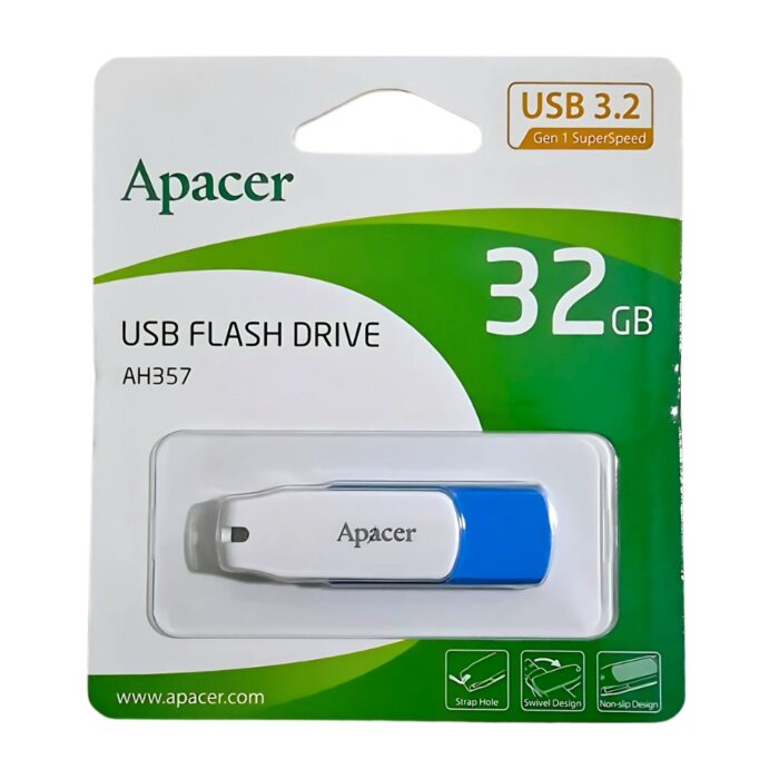 Apacer AH357 32GB Blue 03 Apacer AH357 32GB Blue แฟลชไดรฟ์สีน้ำเงิน