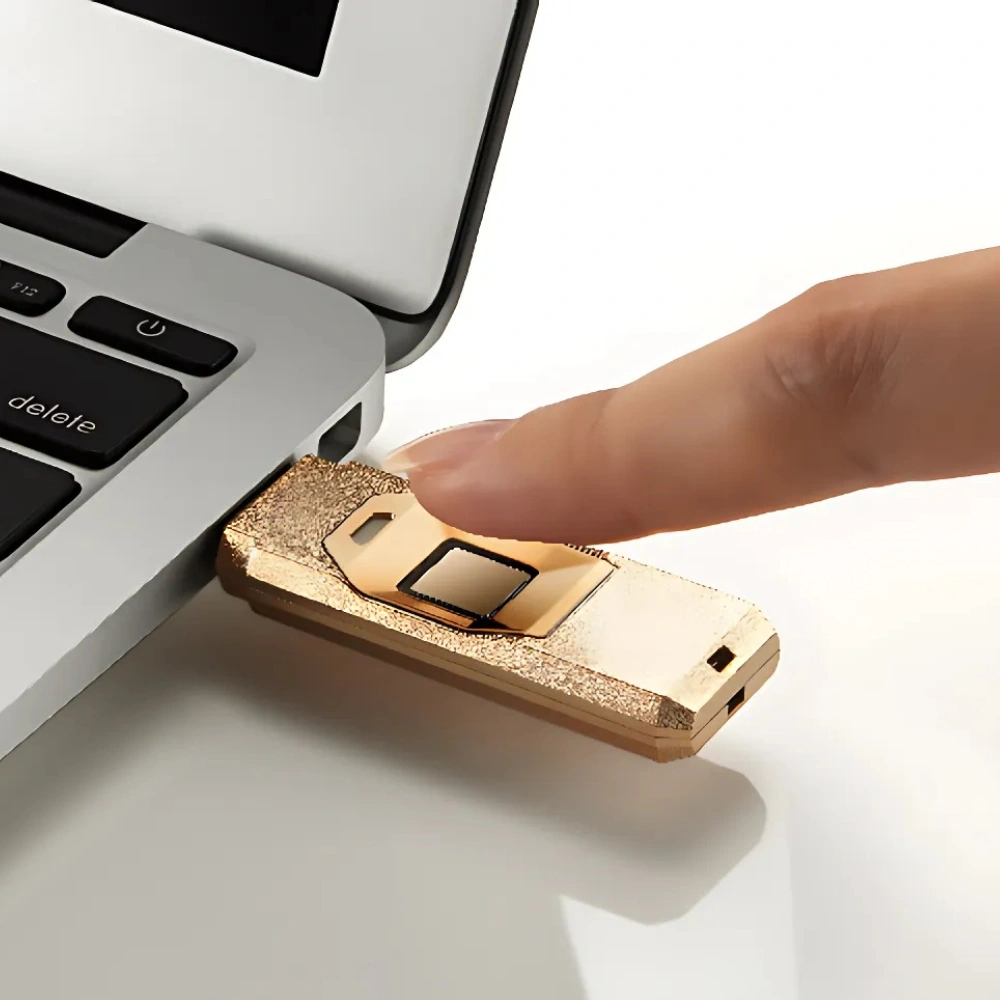 Apacer AH650C 64GB Gold แฟลชไดรฟ์สีทอง พร้อมสแกนลายนิ้วมือ