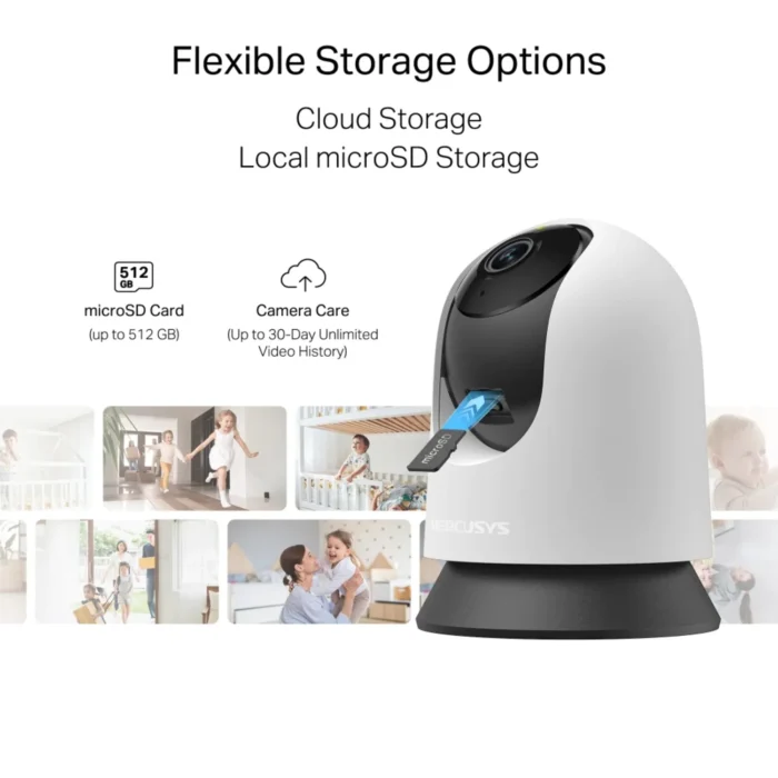 MC200 MERCUSYS 02 Mercusys MC200 กล้องวงจรปิด Wi-Fi พร้อมตัวเลือก Local microSD Storage (สูงสุด 512GB)