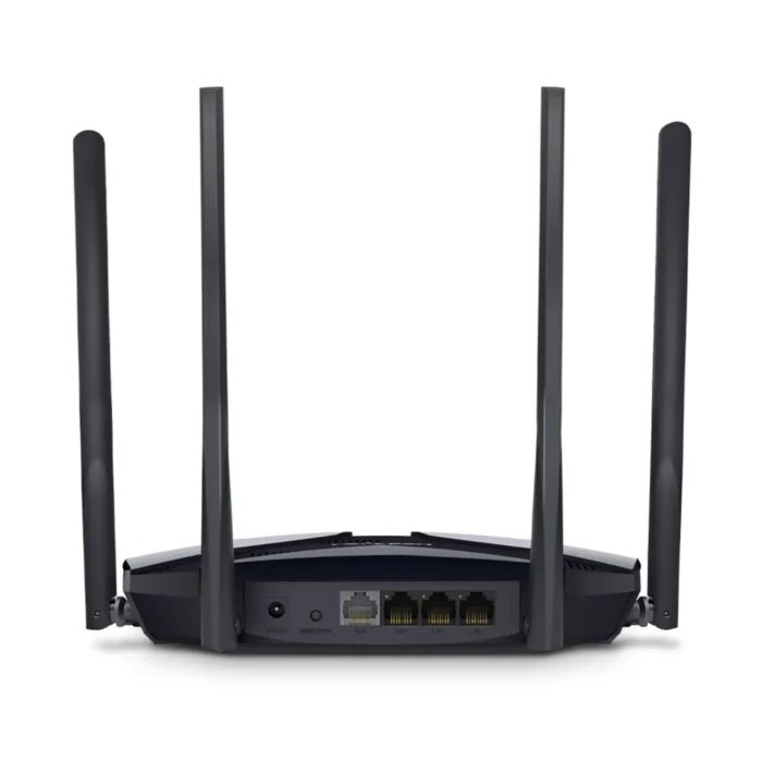 ด้านหลัง Mercusys MR80X เราเตอร์ ax แสดงพอร์ต Gigabit Ethernet