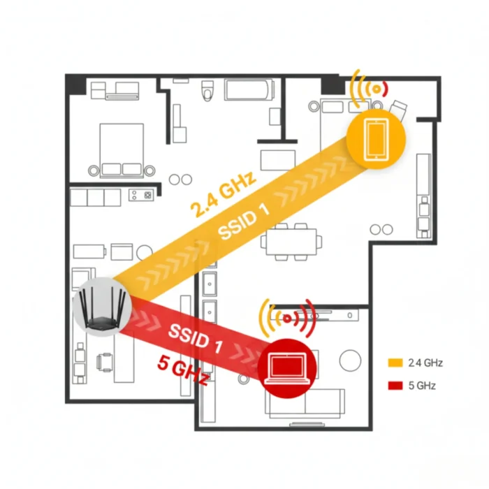 Mercusys MR50G AC1900 Wireless Router 04 Mercusys MR50G AC1900 Router แสดงการทำงาน Dual Band (2.4 GHz และ 5 GHz)
