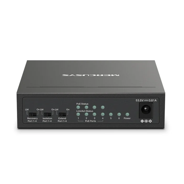 Mercusys MS106LP Switching Hub 02 Mercusys MS106LP 4 PoE+ Ports (40W Budget) สำหรับ กล้องวงจรปิด และ Access Point