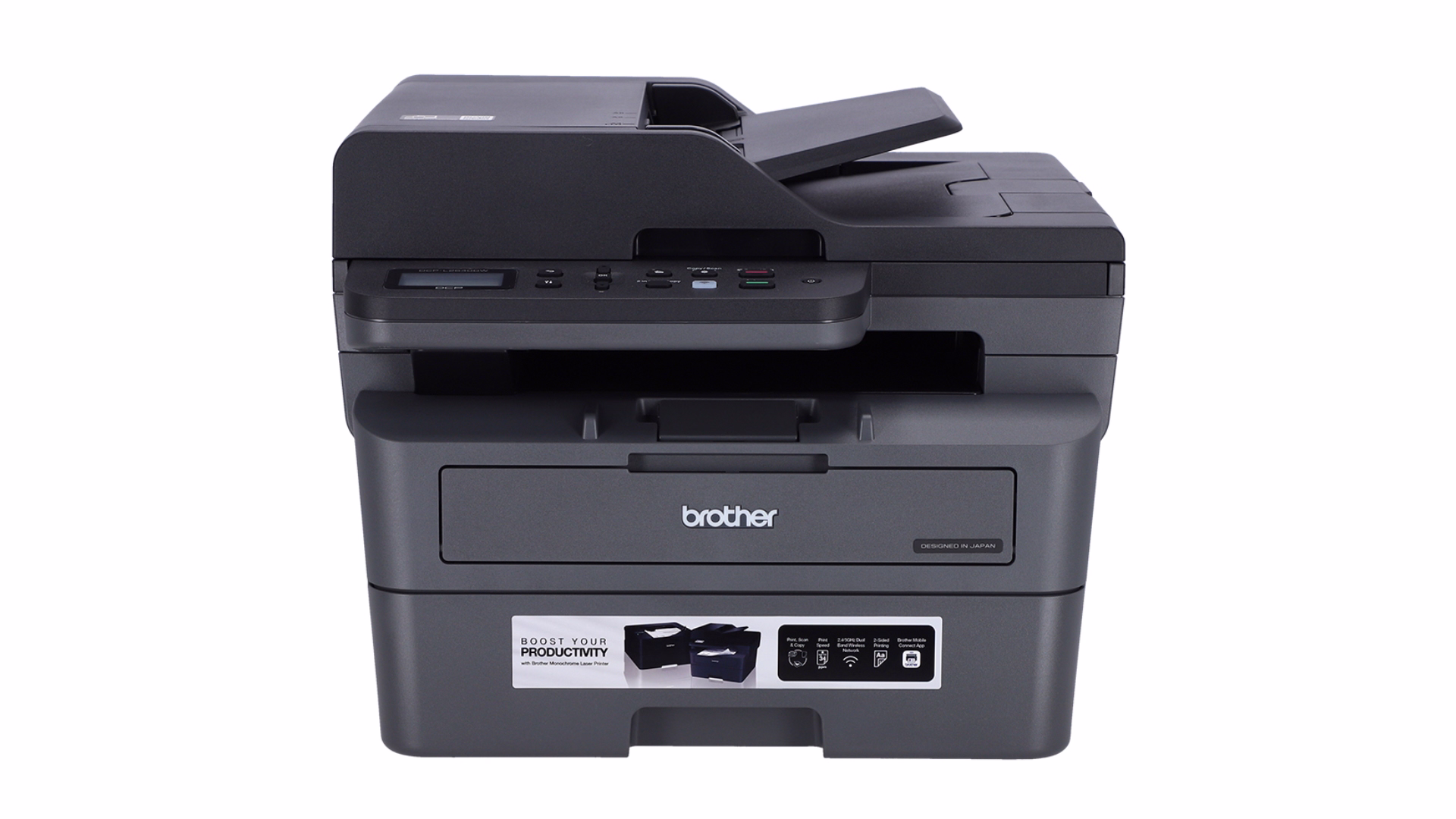 เครื่องพิมพ์เลเซอร์ไร้สาย Brother DCP-L2640DW มุมตรงด้านหน้า
