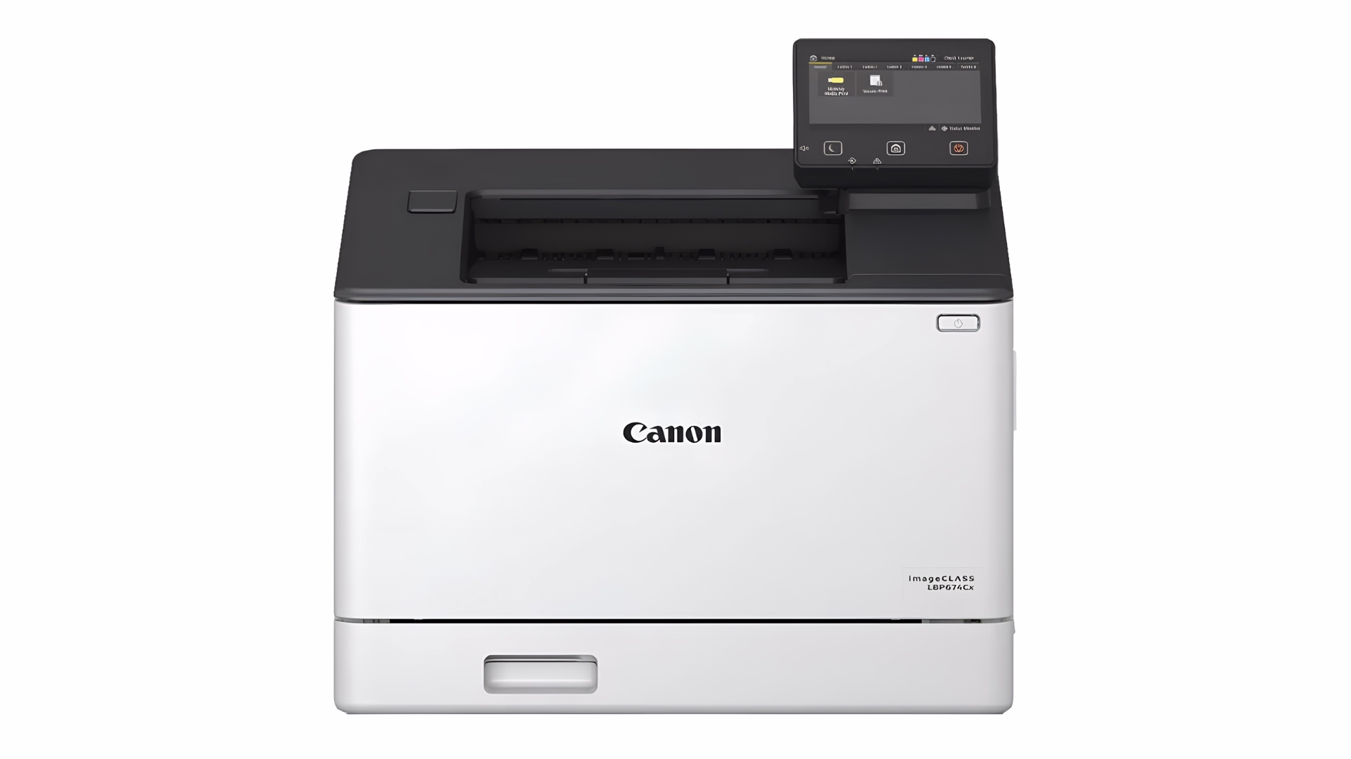 เครื่องพิมพ์เลเซอร์สี Canon imageCLASS LBP674Cx มุมตรงด้านหน้าพร้อมจอทัชสกรีน