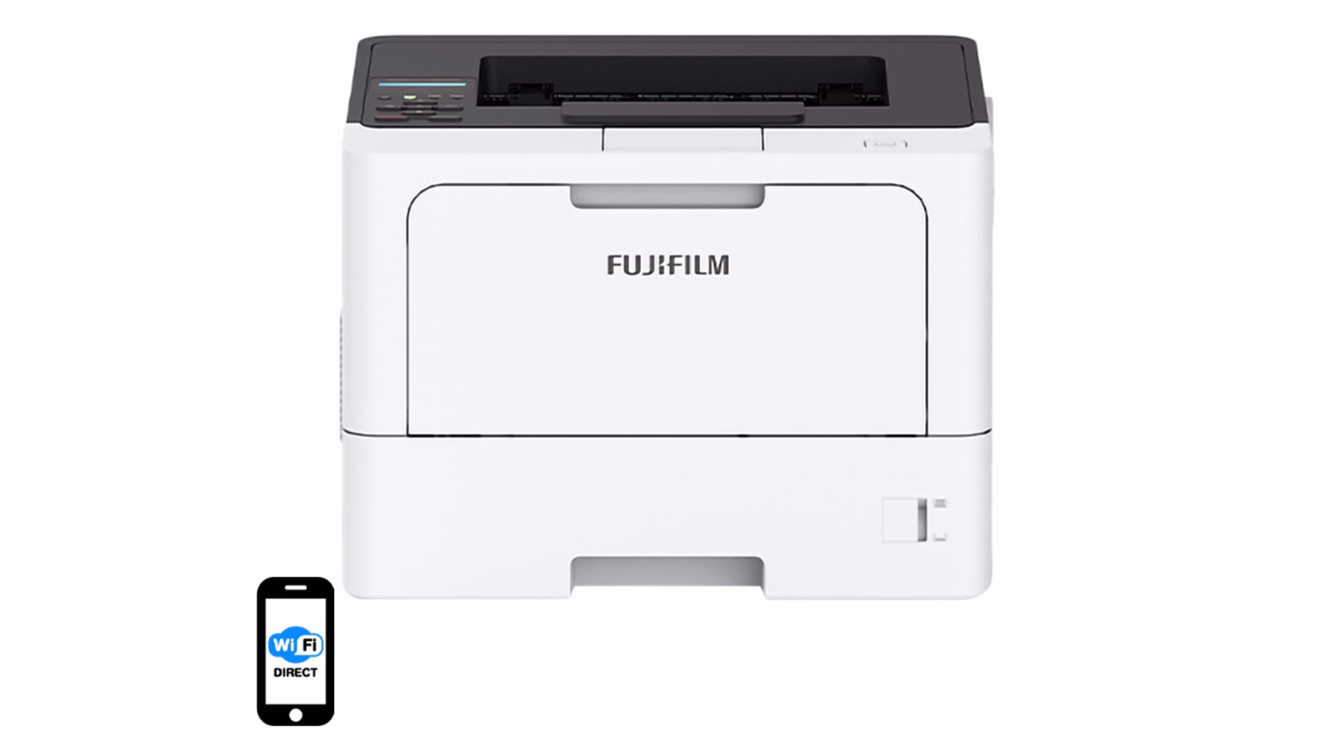 เครื่องพิมพ์เลเซอร์ Fujifilm ApeosPrint 4620 SDW มุมตรงด้านหน้า รองรับ Wi-Fi Direct
