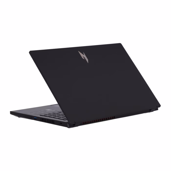 acer-nitro-v15-ai-anv15-42-r1d1-4 ด้านหลังฝาพับโน้ตบุ๊กเกมมิ่ง Acer Nitro V15 AI สีดำ Obsidian Black แสดงโลโก้สัญลักษณ์ Nitro สีเงินสว่าง