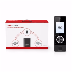 ชุดอุปกรณ์เสริมระบบควบคุมประตู HIKVISION Access Control Kit รุ่น DS-KAS-7M01 วางคู่กับเครื่องสแกนใบหน้าและทาบบัตรเปิด-ปิดประตู