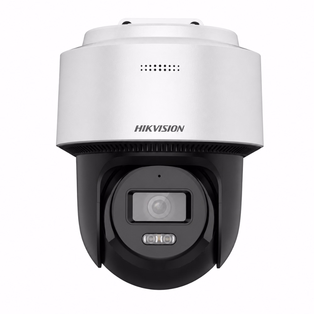 กล้องวงจรปิด HIKVISION 4MP PT รุ่น DS-2DE2C400MWG-E ด้านหน้าตรง แสดงเลนส์ 2.8 มม. และไฟส่องสว่าง Hybrid Light