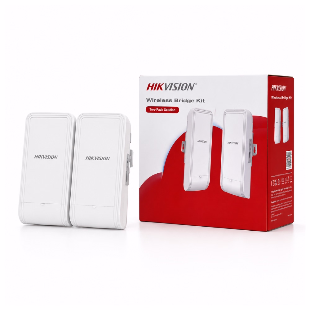 hikvision-wireless-bridge-ds-3wf1000-ei-2n-1 ชุด Wireless Bridge ไร้สาย HIKVISION 2.4GHz รุ่น DS-3WF1000-EI-2N แพ็กเกจคู่ 2 ตัว วางคู่กับกล่องบรรจุภัณฑ์