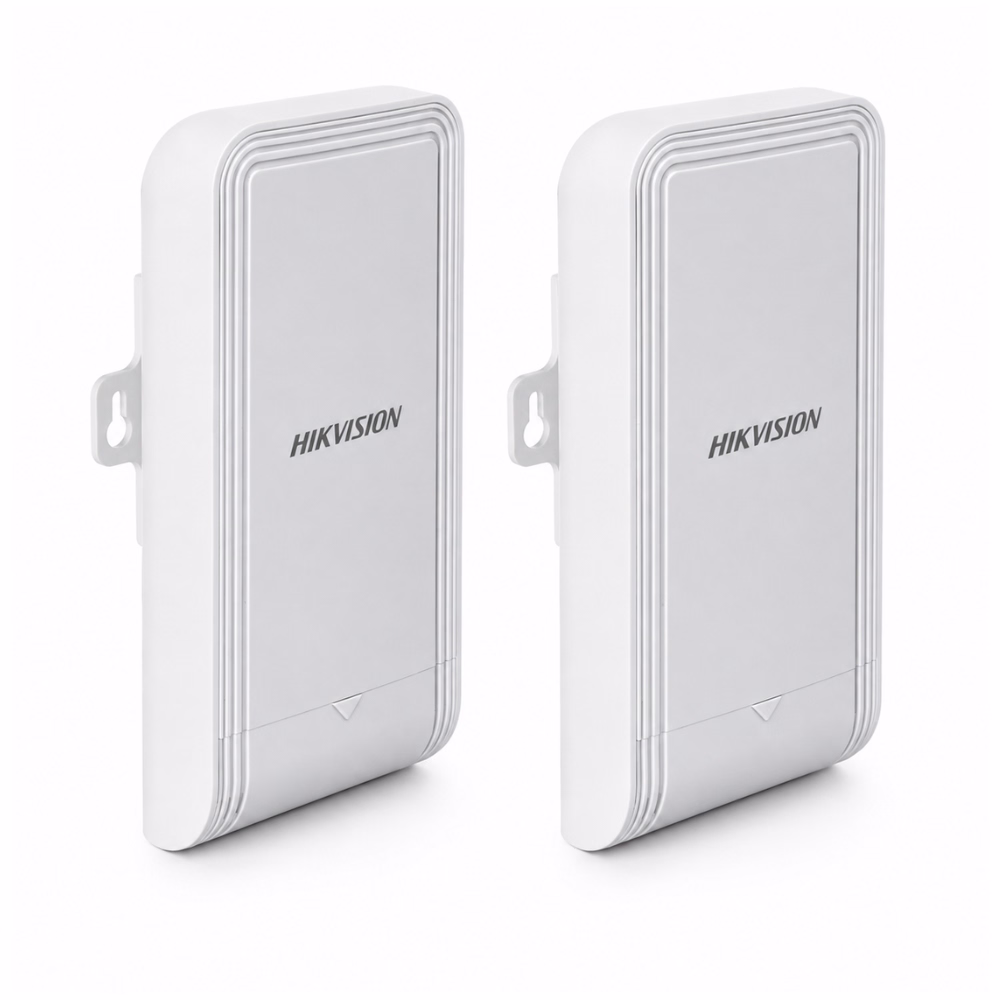 ตัวส่งและตัวรับสัญญาณไร้สาย HIKVISION Wireless Bridge 2.4GHz DS-3WF1000-EI-2N สีขาว วางคู่กัน