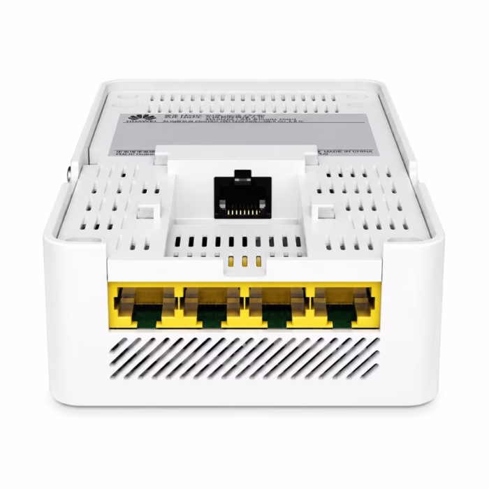 huawei-ap266-wifi6-ap-3 ด้านหลังแอคเซสพอยต์ Huawei eKitEngine AP266 แสดงพอร์ต Uplink PoE ด้านหลัง และพอร์ต LAN 4 ช่องด้านล่าง