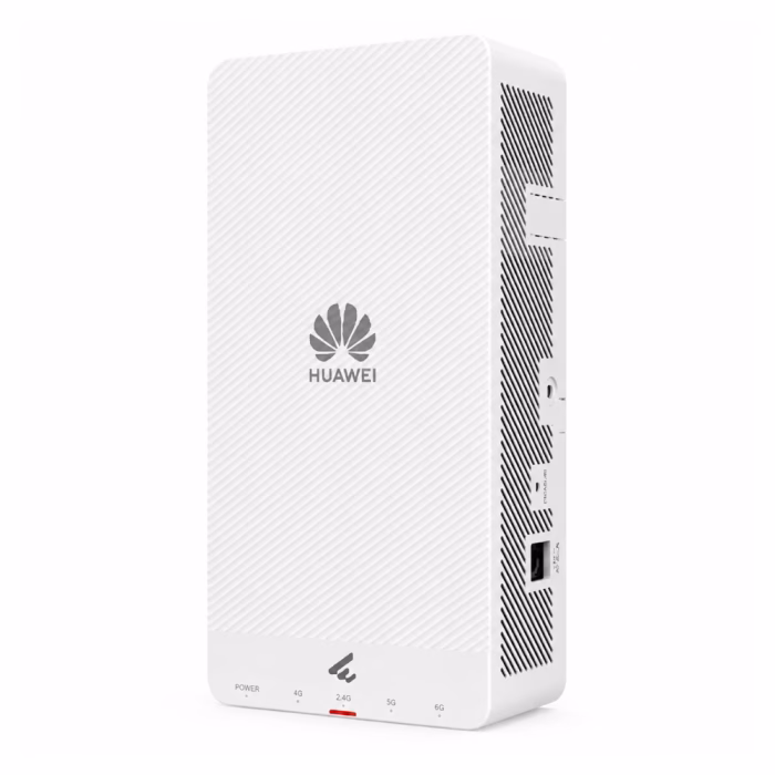 huawei-ekitengine-ap271e-wifi7-ap-2 แอคเซสพอยต์ Huawei eKitEngine AP271E Wi-Fi 7 มุมมองด้านขวา แสดงช่องระบายความร้อน พอร์ตเชื่อมต่อ และไฟ LED