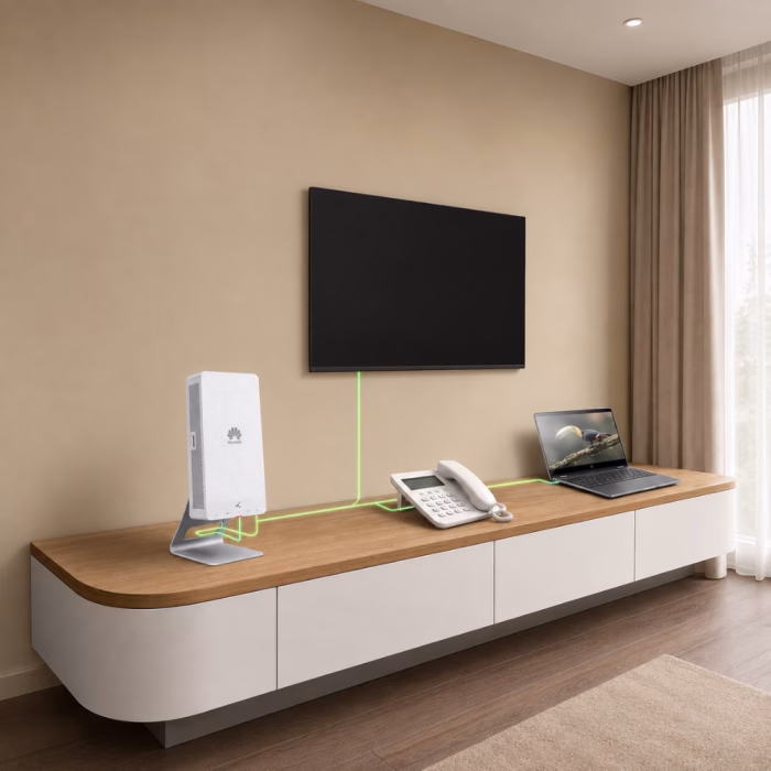 huawei-ekitengine-ap271e-wifi7-ap-4 ภาพจำลองการติดตั้งใช้งาน Huawei eKitEngine AP271E เชื่อมต่อระบบเครือข่ายเข้ากับสมาร์ตทีวี โทรศัพท์ IP และโน้ตบุ๊ค