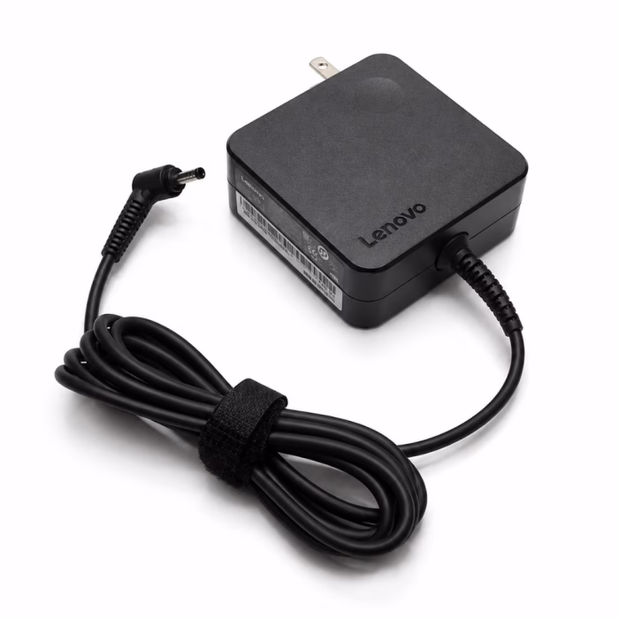 lenovo-adapter-20v-325a-65w-40x17mm-1 อะแดปเตอร์ชาร์จโน้ตบุ๊ก Lenovo 20V 3.25A 65W ดีไซน์ปลั๊กผนัง มีโลโก้ Lenovo บนตัวเครื่อง และสาย DC ม้วนเก็บเรียบร้อย