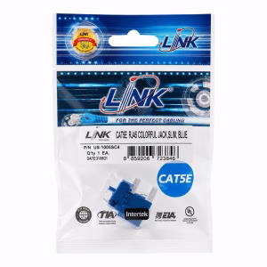 ซองบรรจุภัณฑ์เต้ารับสายแลน LINK CAT5e ตัวเมีย ทรงสลิม สีน้ำเงิน รุ่น US-1005SC4