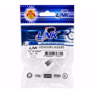 ซองบรรจุภัณฑ์เต้ารับสายแลน LINK CAT5e ตัวเมีย ทรงสลิม สีขาว รุ่น US-1005SC1