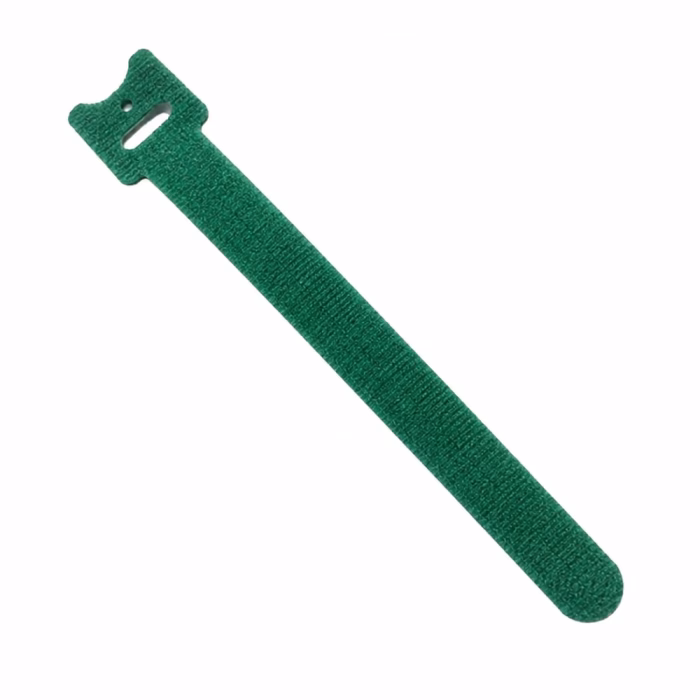 link-velcro-strap-10x100mm-green-us2273-3 สายรัดตีนตุ๊กแก LINK Velcro Strap ขนาด 10x100 มม. สีเขียว เส้นเดี่ยว แสดงช่องร้อยสายและผิวสัมผัสหนามเตย
