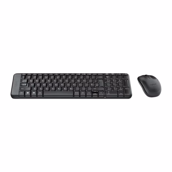 logitech-mk220-wireless-combo-black-4 คีย์บอร์ดและเมาส์ไร้สาย Logitech MK220 สีดำ มุมมองด้านบน แสดงเลย์เอาต์ขนาดกะทัดรัดพร้อมปุ่มตัวเลข NumPad