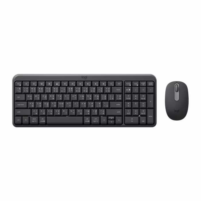 logitech-mk250-bluetooth-combo-2 คีย์บอร์ดและเมาส์ไร้สาย Logitech MK250 สีดำ มุมมองด้านบน แสดงเลย์เอาต์แป้นพิมพ์ไทยและเมาส์ออปติคัล