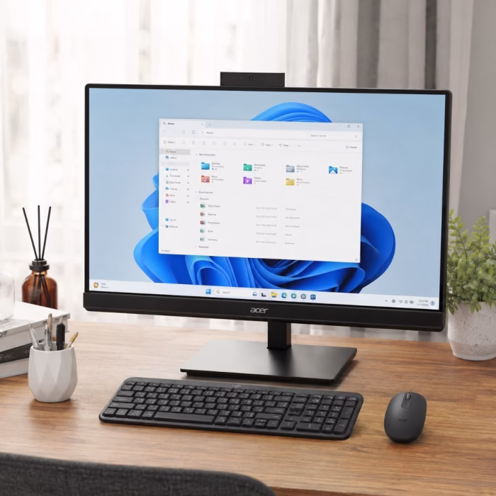 logitech-mk250-bluetooth-combo-4 ภาพจำลองการจัดโต๊ะทำงานด้วยชุดคีย์บอร์ดและเมาส์ไร้สาย Logitech MK250 สีดำ ร่วมกับคอมพิวเตอร์ All-in-One