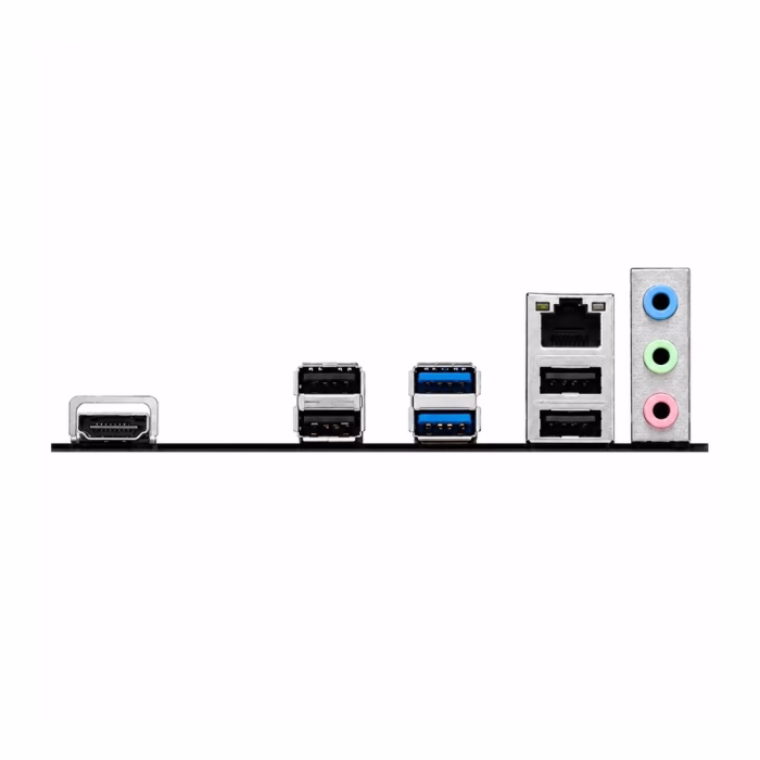 แผงพอร์ตเชื่อมต่อด้านหลัง I/O Panel ของเมนบอร์ด MSI PRO H610M-S DDR4 ประกอบด้วยพอร์ต HDMI, พอร์ต USB และช่องแจ็คเสียง